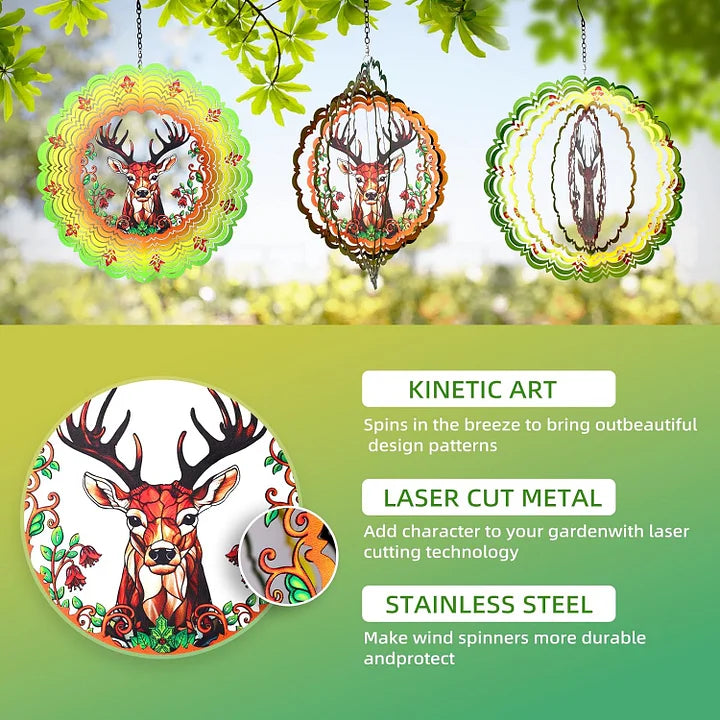Deer 3D wind spinner, 12 in.