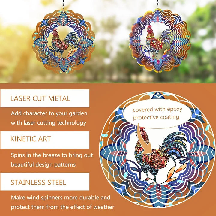 Rooster 3D Wind Spinner, 12 in.