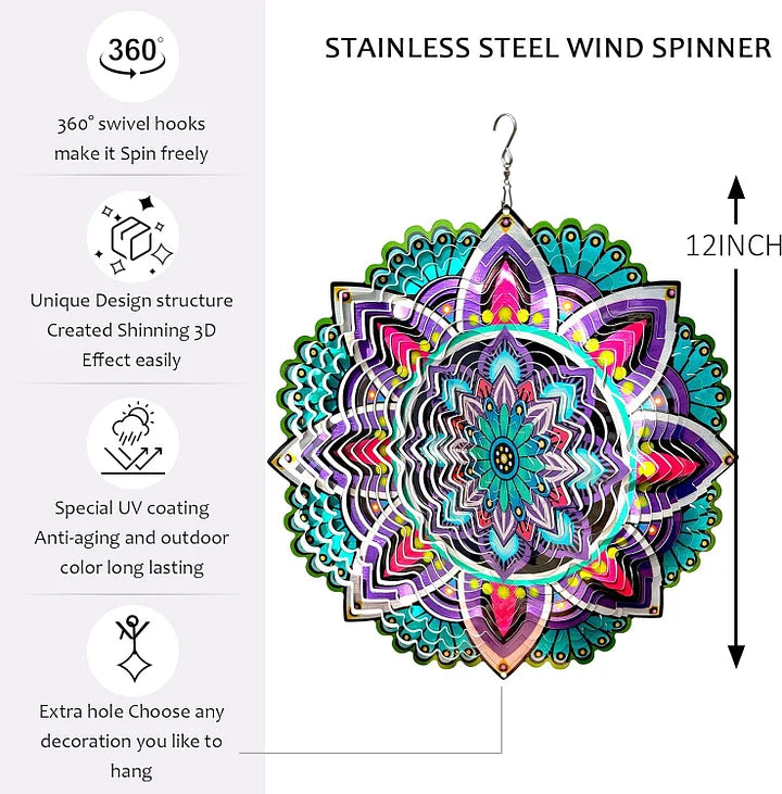3D Purple Star Wind Spinner