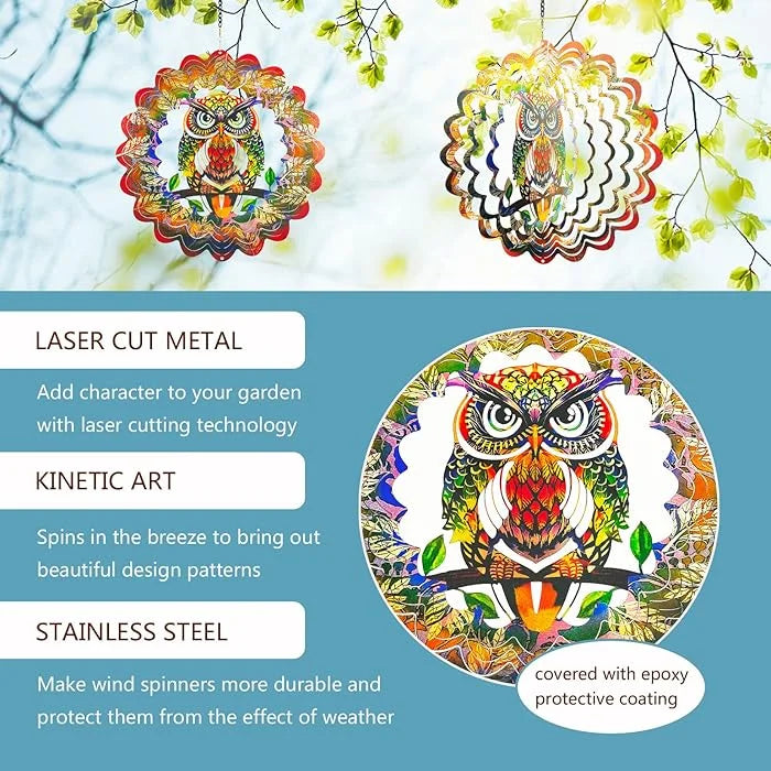 Owl 3D Wind Spinner, 12 in.