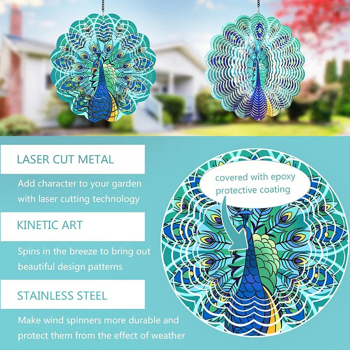 Peacock 3D Wind Spinner, 12 in.