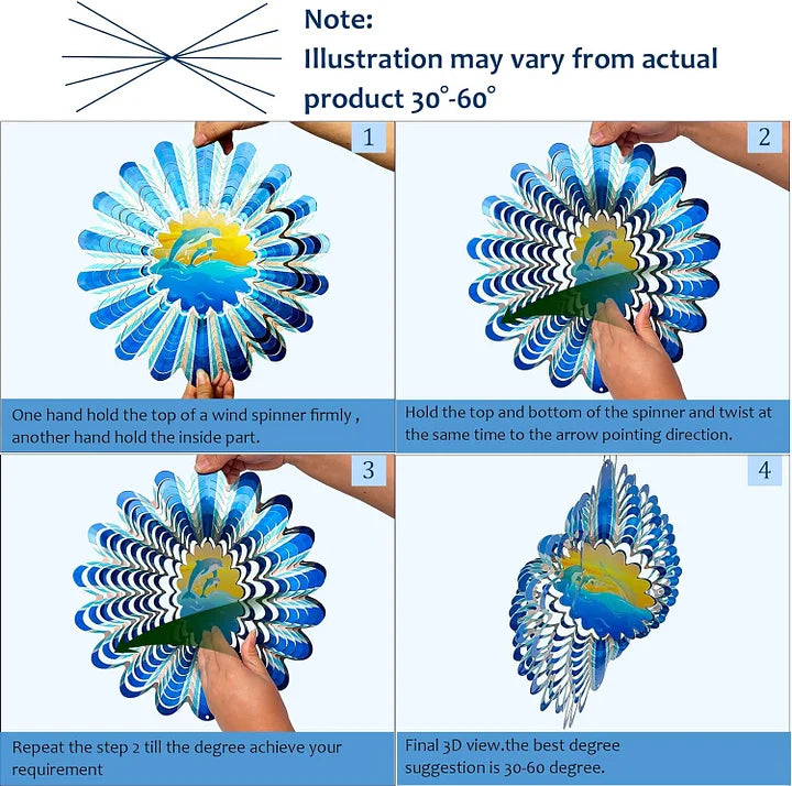 3D Dynamic Dolphin Wind Spinner