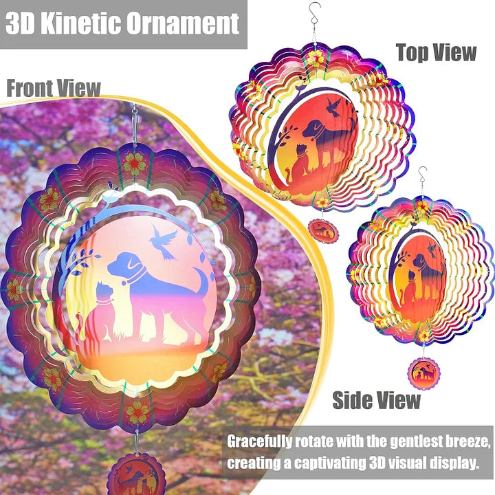 Cat and Dog 3D Wind Spinner, 12 in.