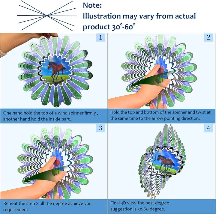 3D Dynamic Horse Wind Spinner