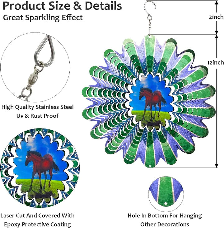 3D Dynamic Horse Wind Spinner
