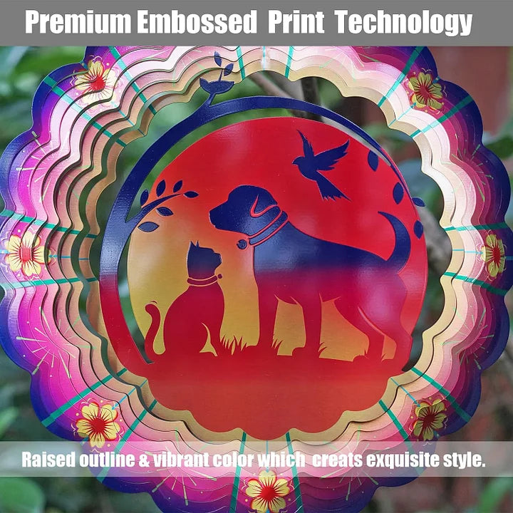 Cat and Dog 3D Wind Spinner, 12 in.
