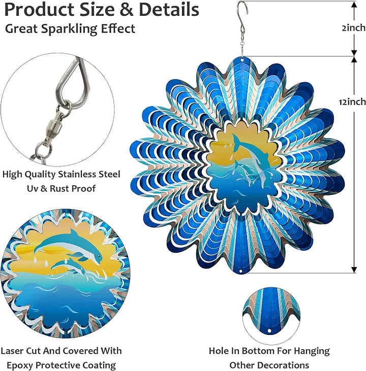 3D Dynamic Dolphin Wind Spinner