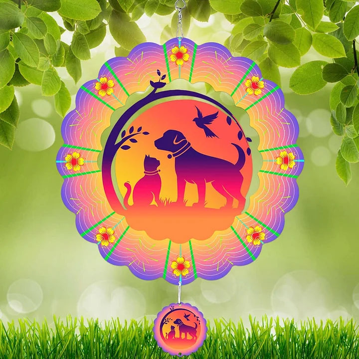 Cat and Dog 3D Wind Spinner, 12 in.